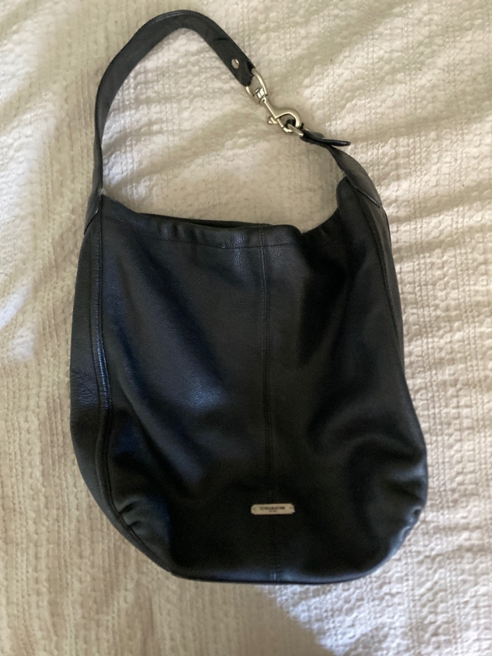 Coach Avery Black Tumbled Leather Hobo Shoulder Bag